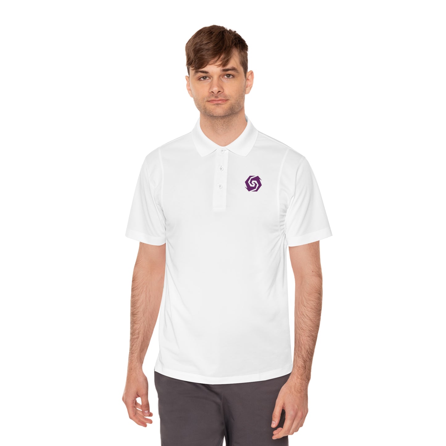 Illuminati -  White/Amethyst Polo Shirt (Embroidery)