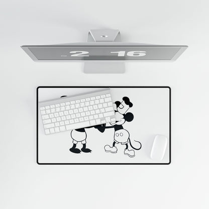 Vintage Cartoon Desk Mat — Retro Black & White Mickey and Oswald Mousepad